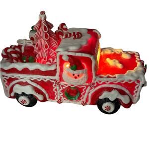 Kurt S. Adler Light Up Gingerbread Truck Santa Candy Canes Red Christmas Decor